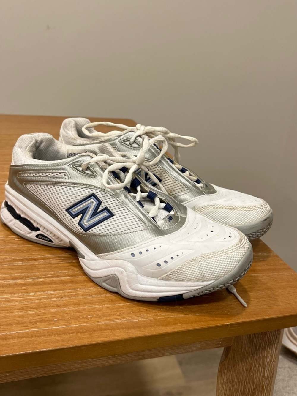 New Balance White and Light Blue Women's Sneakers
